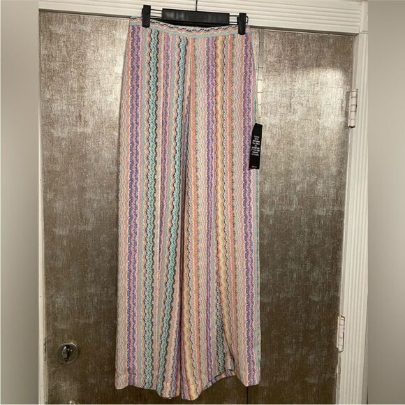 NWT Bcbg Maxazria Multicolor Striped Women's split Wide-Leg Pants, XXS - Picture 4 of 10